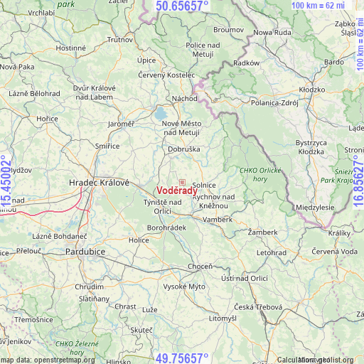 Voděrady on map