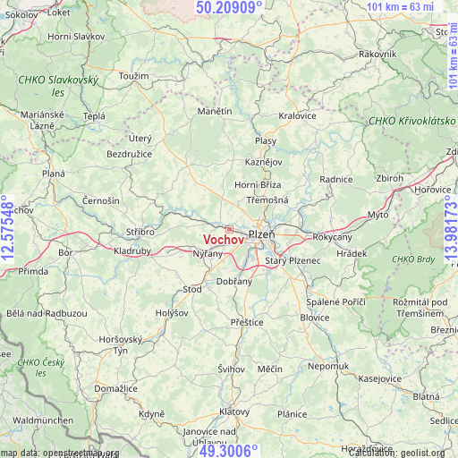 Vochov on map