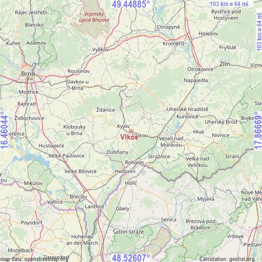 Vlkoš on map