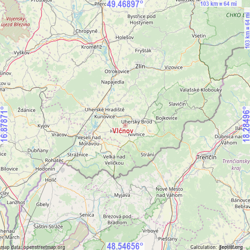 Vlčnov on map