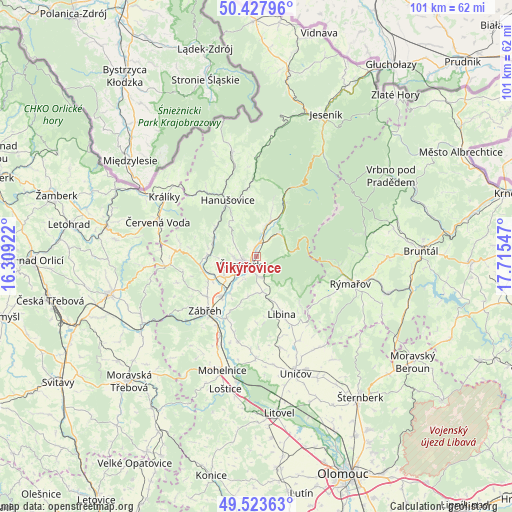 Vikýřovice on map