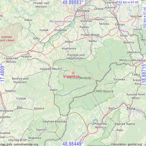 Vigantice on map