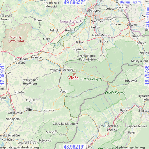 Vidče on map