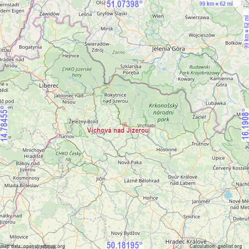 Víchová nad Jizerou on map