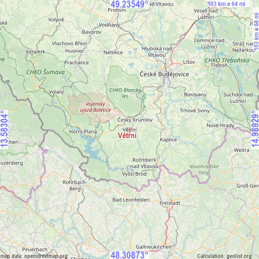 Větřní on map