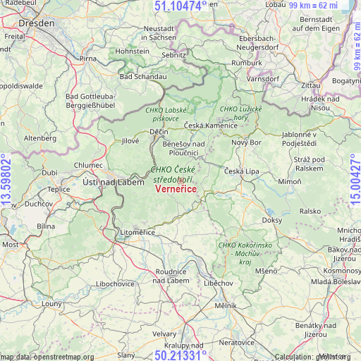 Verneřice on map