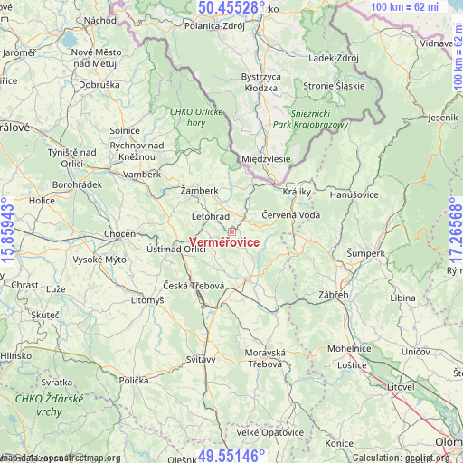 Verměřovice on map