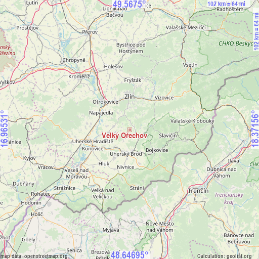 Velký Ořechov on map