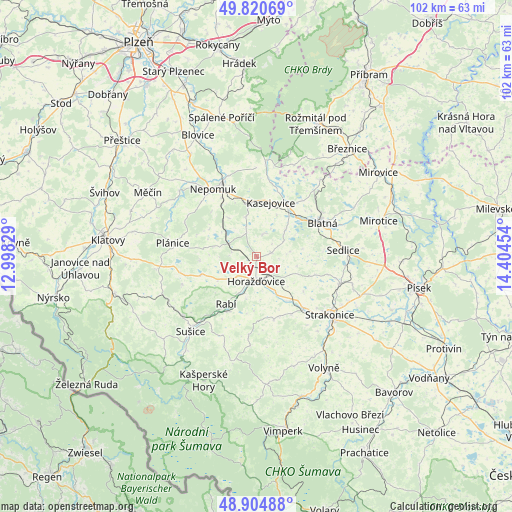 Velký Bor on map