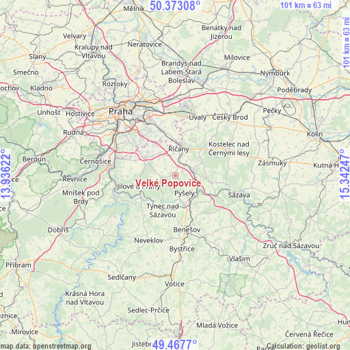 Velké Popovice on map