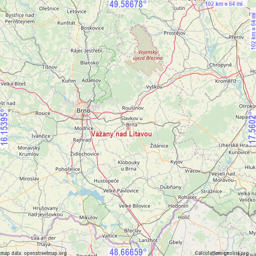 Vážany nad Litavou on map