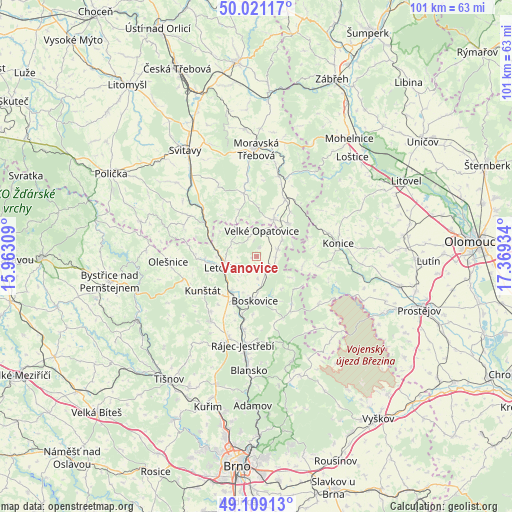 Vanovice on map
