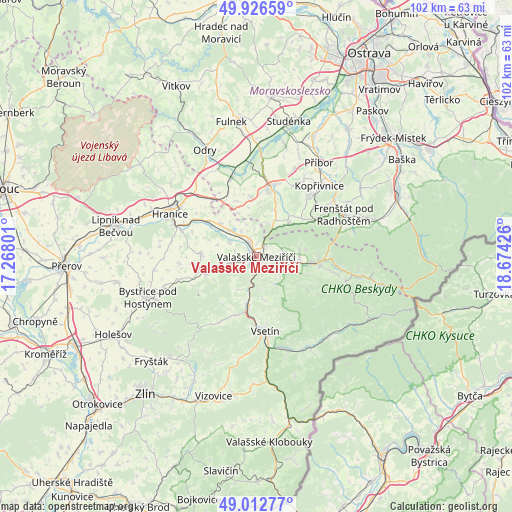 Valašské Meziříčí on map