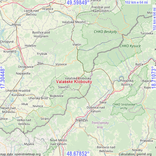 Valašské Klobouky on map