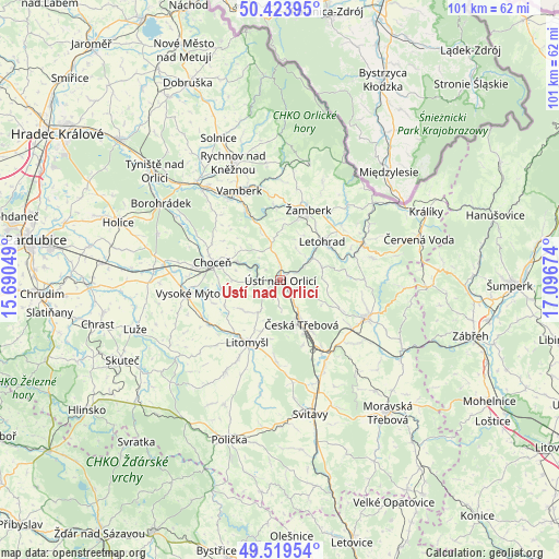 Ústí nad Orlicí on map