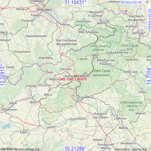 Ústí nad Labem on map