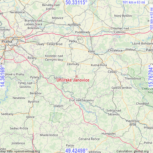 Uhlířské Janovice on map