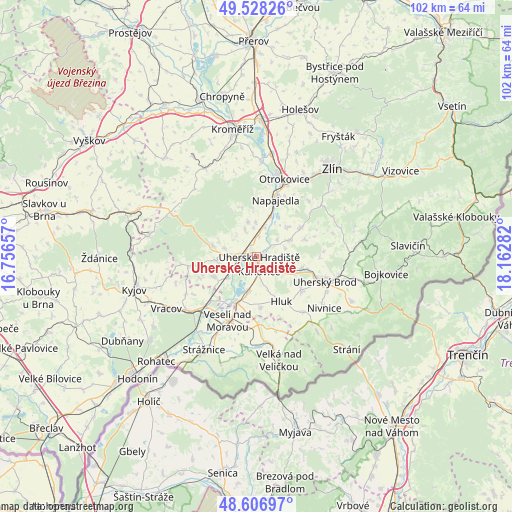 Uherské Hradiště on map