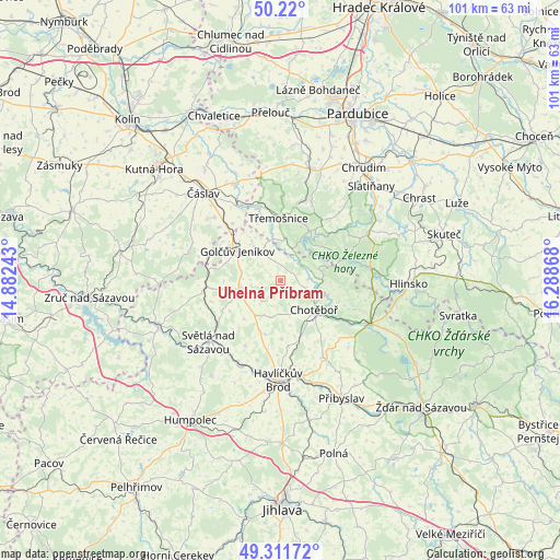 Uhelná Příbram on map