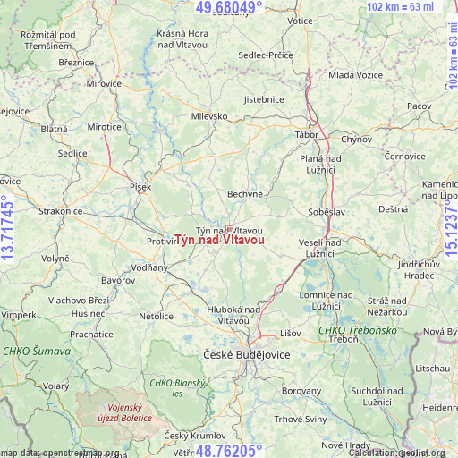 Týn nad Vltavou on map