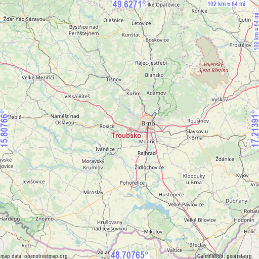 Troubsko on map