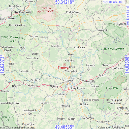Trnová on map