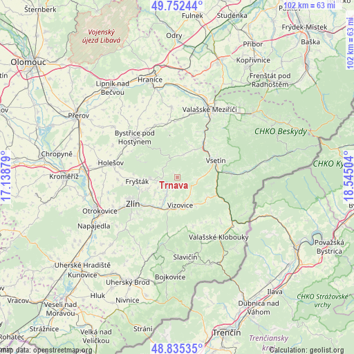 Trnava on map