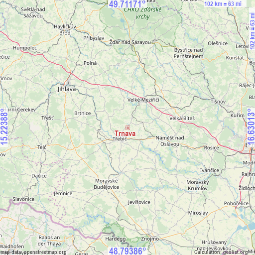 Trnava on map