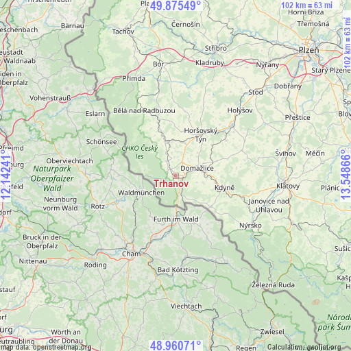 Trhanov on map