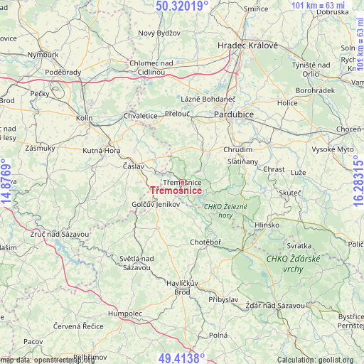 Třemošnice on map