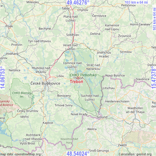 Třeboň on map