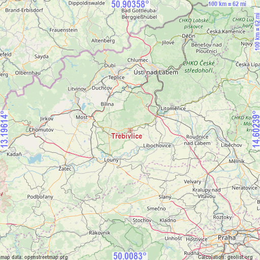 Třebívlice on map