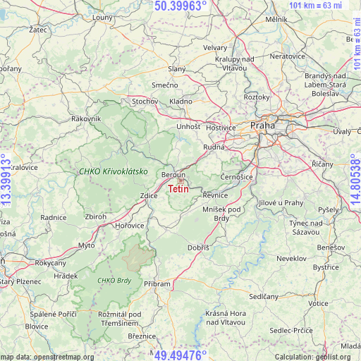 Tetín on map