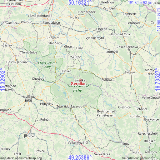 Svratka on map