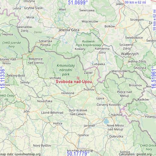 Svoboda nad Úpou on map