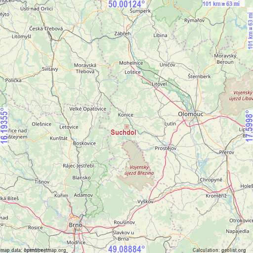 Suchdol on map