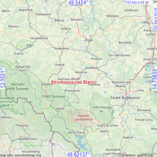 Strunkovice nad Blanicí on map