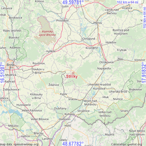 Střílky on map