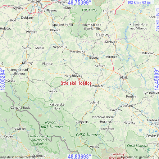 Střelské Hoštice on map