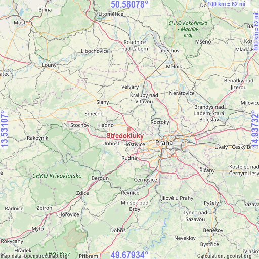 Středokluky on map