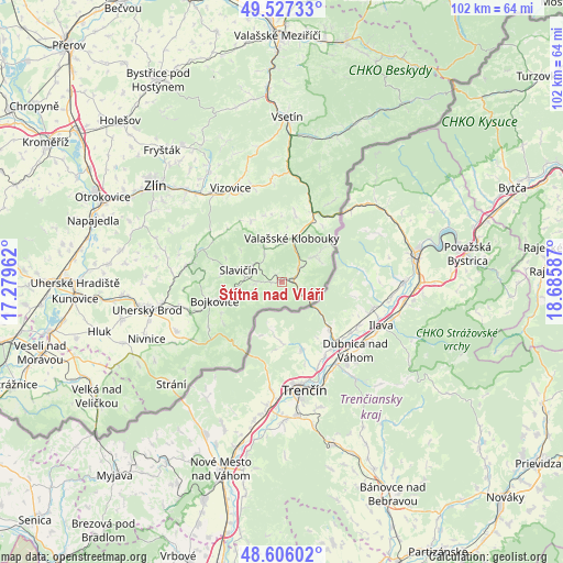 Štítná nad Vláří on map