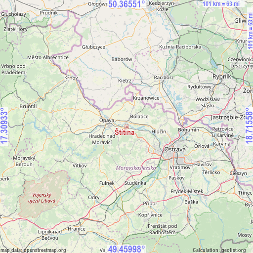 Štítina on map