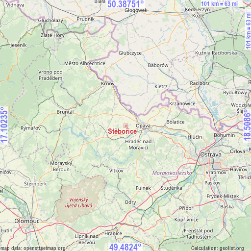 Stěbořice on map