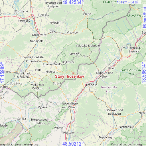 Starý Hrozenkov on map