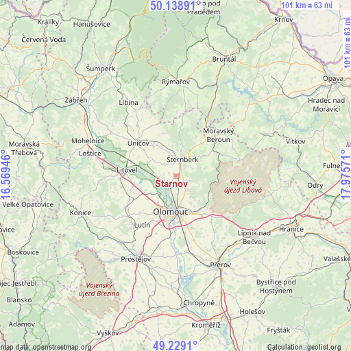 Štarnov on map