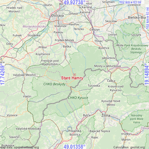 Staré Hamry on map