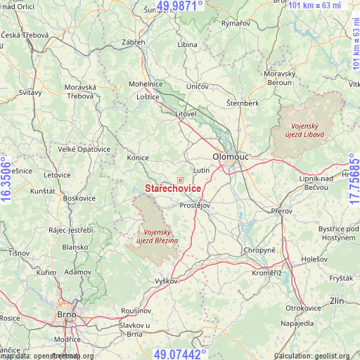 Stařechovice on map