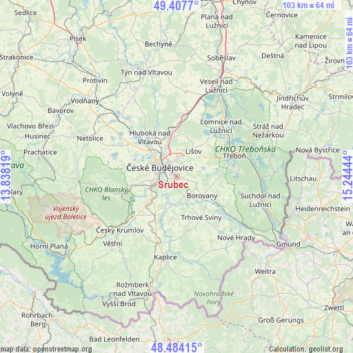 Srubec on map