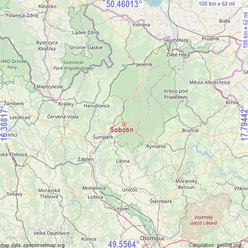 Sobotín on map