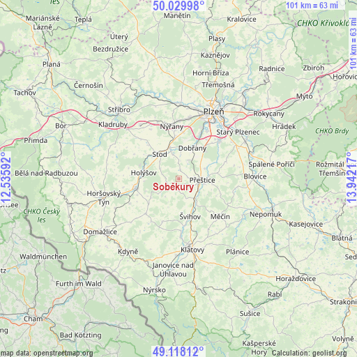 Soběkury on map